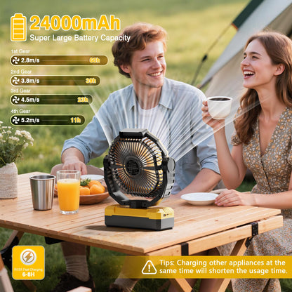 FRIZCOL 3-in-1 Camping Fan - Portable Fans Rechargeable - 24000mAh Battery Powered Fan with Light & Remote for Indoor, Outdoor, Tent, Travel, Fishing, Jobsite, Gifts for Men Dad Him - Green