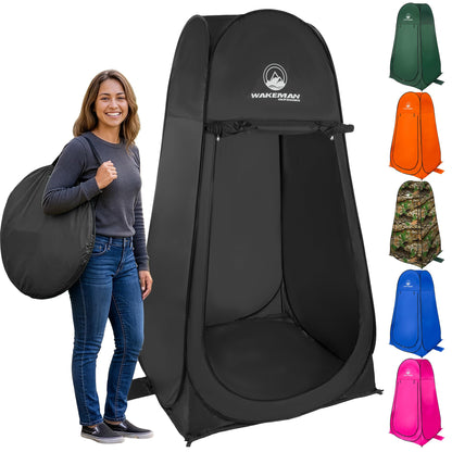 Wakeman Pop Up Changing Tent, 3.3 x 3.3 x 6.2ft, Camping Shower Tent for Portable Toilet Stall or Dressing Room with Carry Bag for Camping, Beach, or Tailgate, Polyester