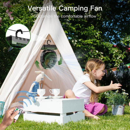 FRIZCOL 3-in-1 Camping Fan - Portable Fans Rechargeable - 24000mAh Battery Powered Fan with Light & Remote for Indoor, Outdoor, Tent, Travel, Fishing, Jobsite, Gifts for Men Dad Him - Green