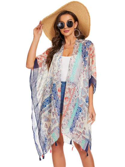 Breezy Lane Women's Kimono Cardigan Summer Swimsuit Coverups Beach Cover Up with Floral Print for Vacation