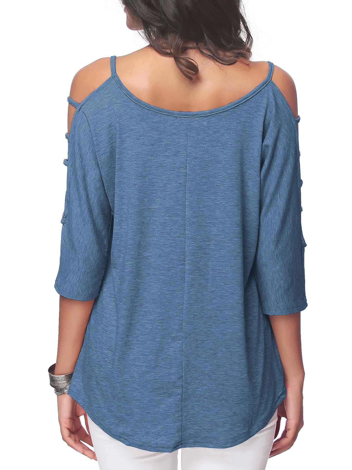 Jar of Love Women's Cold Shoulder Tops 3/4 Sleeve Sexy Going Out T-Shirts for Women Casual Tunic Tops