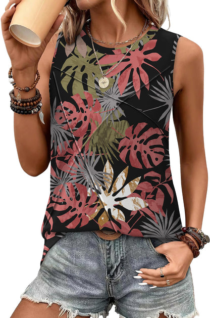 WIHOLL Women's Sleeveless Summer Crewneck Loose Fit Tank Tops