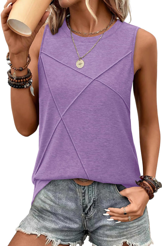 WIHOLL Women's Sleeveless Summer Crewneck Loose Fit Tank Tops