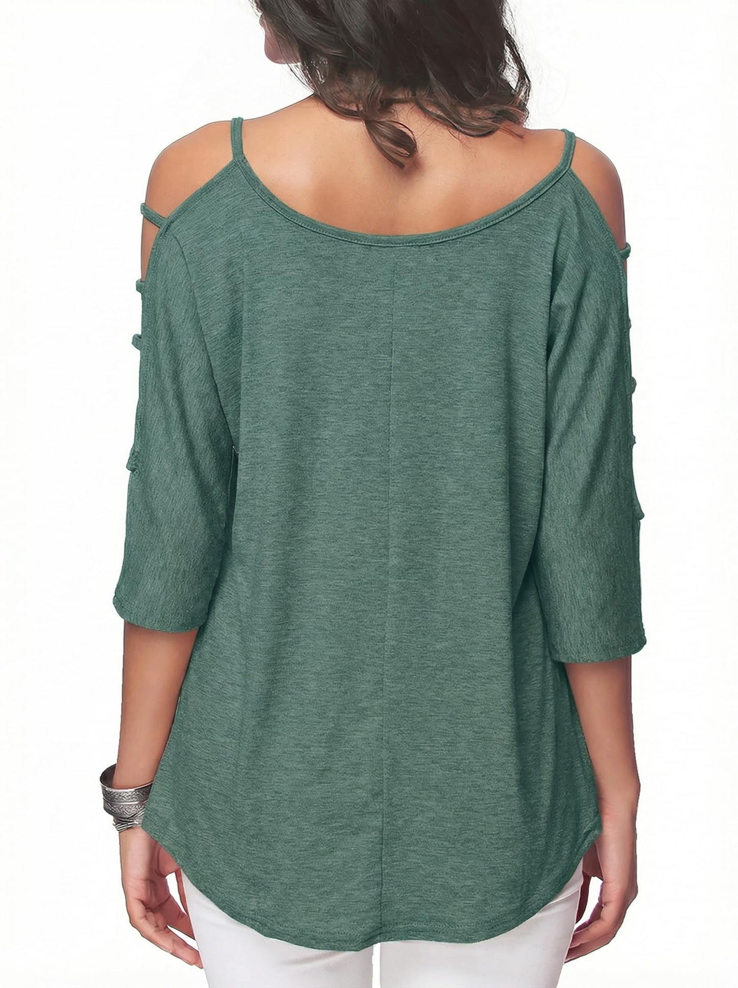 Jar of Love Women's Cold Shoulder Tops 3/4 Sleeve Sexy Going Out T-Shirts for Women Casual Tunic Tops