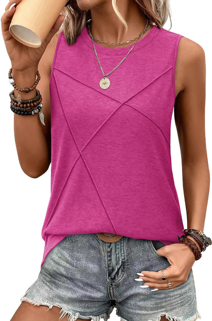 WIHOLL Women's Sleeveless Summer Crewneck Loose Fit Tank Tops