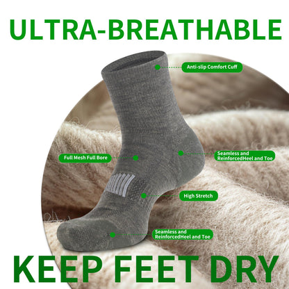 90% Merino Wool Socks for Men and Women,Casual Breathable Soft,3 Pairs