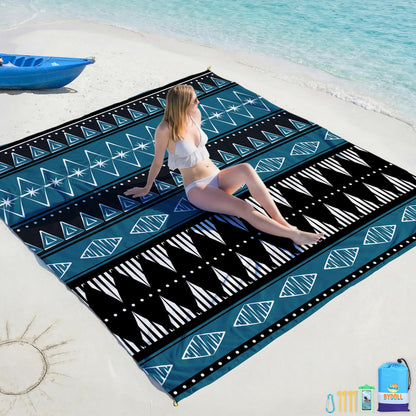 BYDOLL Beach Blanket Waterproof Sandproof Large Sand Free,78''X81''/10'X9' Oversized Sandless Lightweight Blanket Picnic Mat for Beach Travel Camping Hiking with Stakes