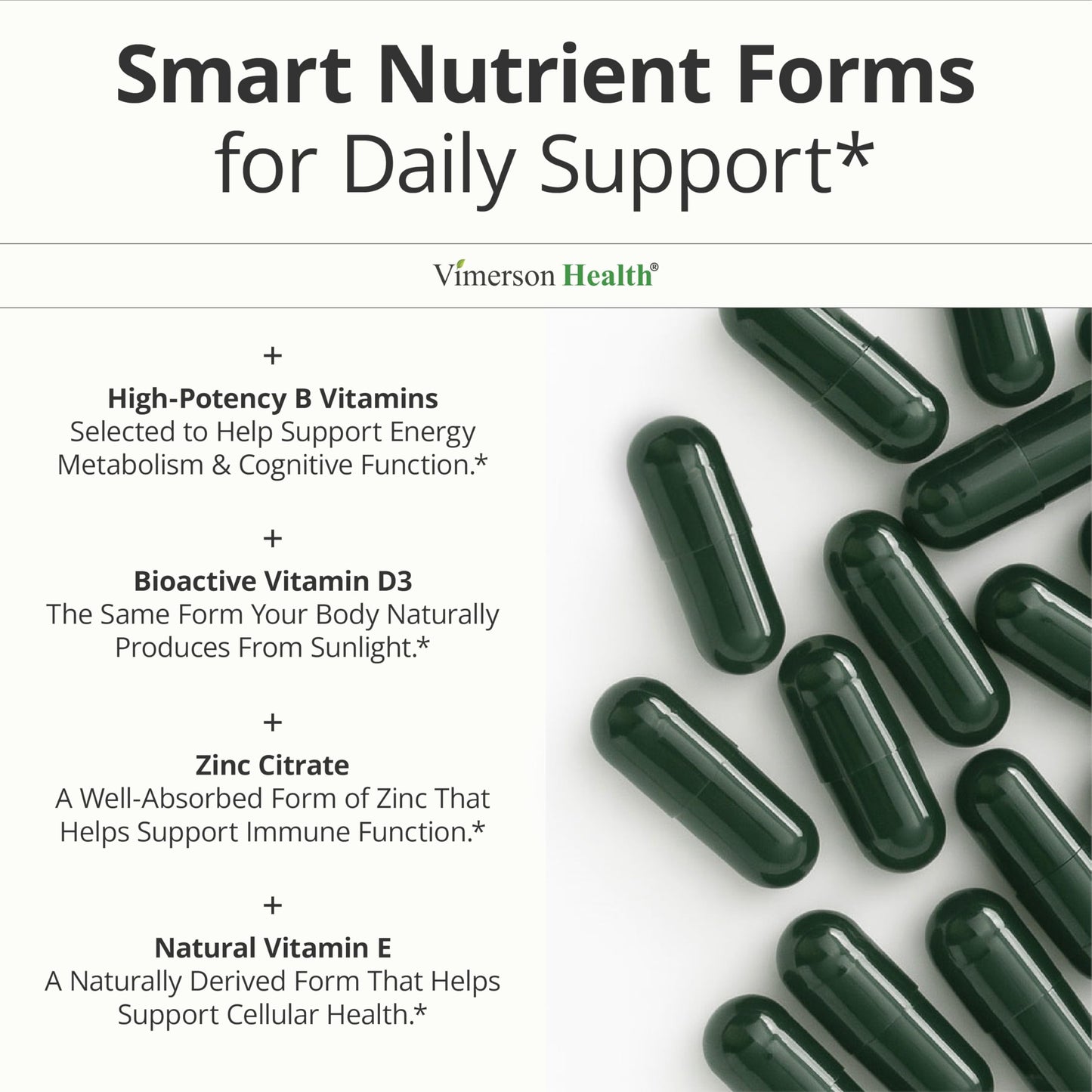 Vimerson Health Multivitamin for Women: Methylated B Vitamins, Chelated Minerals and Bioavailable D3 for Focus and Energy Support – Daily Womens Multivitamins and Multiminerals – 60 Capsules