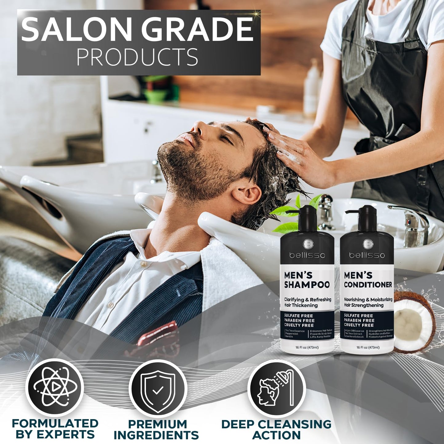 Biotin Shampoo and Conditioner Set - Sulfate and Paraben Free Treatment for Men and Women - Hair Thickening Volumizing Products to Help Boost Thinning Hair with Added Keratin