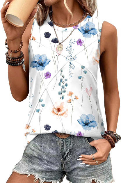 WIHOLL Women's Sleeveless Summer Crewneck Loose Fit Tank Tops