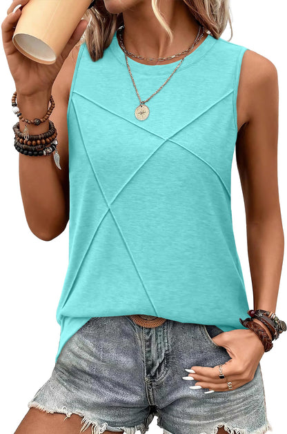 WIHOLL Women's Sleeveless Summer Crewneck Loose Fit Tank Tops