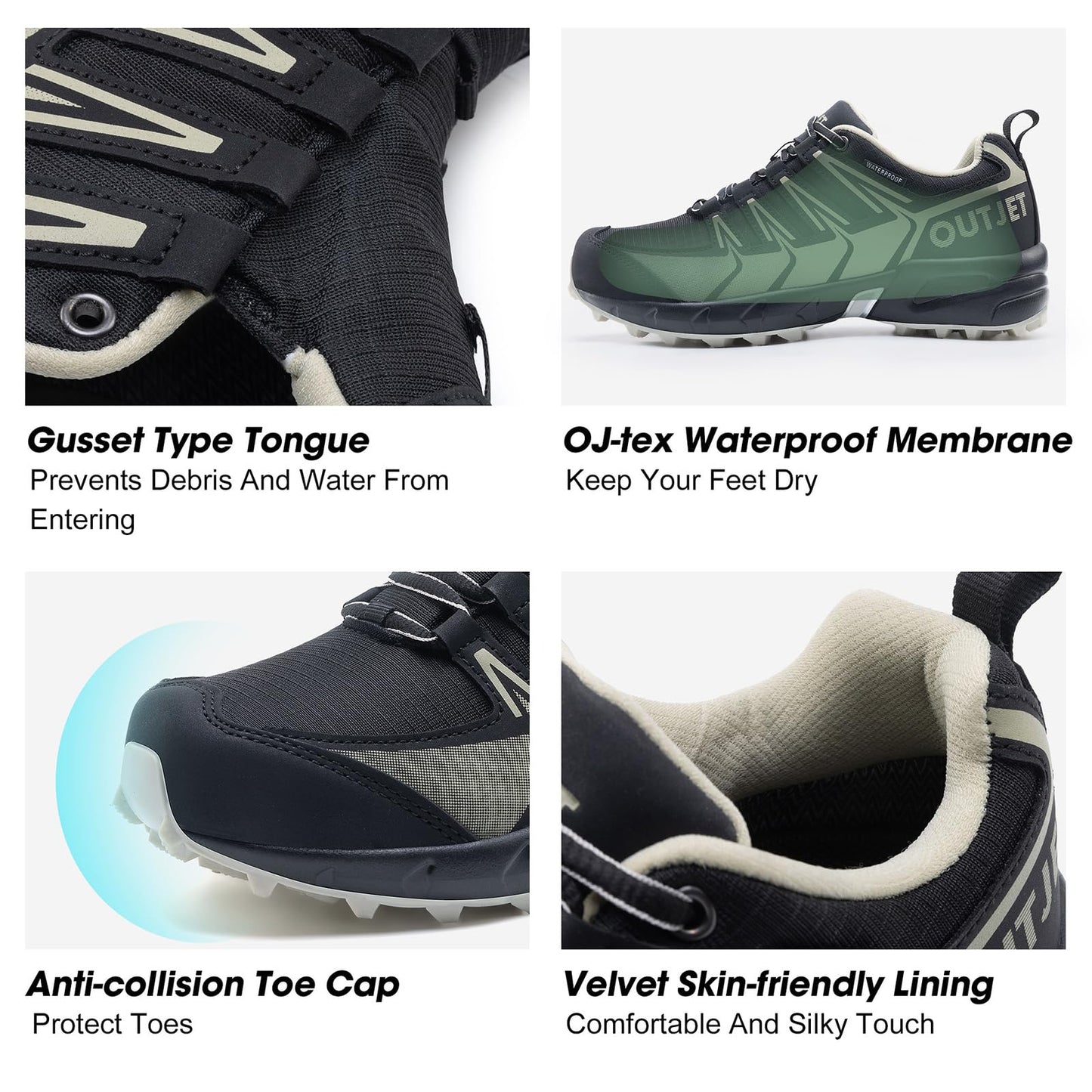 Women's Waterproof Hiking Shoes Lightweight Non-Slip Trails Walking Shoes Outdoor Sneakers
