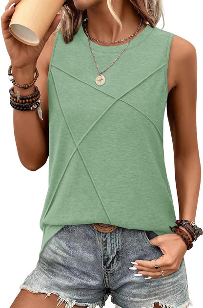WIHOLL Women's Sleeveless Summer Crewneck Loose Fit Tank Tops