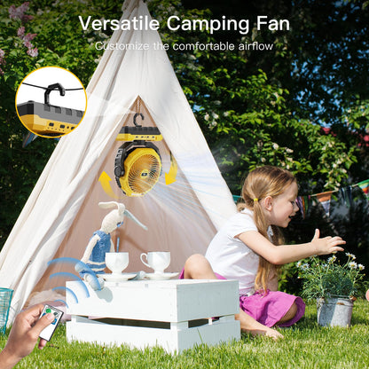 FRIZCOL 3-in-1 Camping Fan - Portable Fans Rechargeable - 24000mAh Battery Powered Fan with Light & Remote for Indoor, Outdoor, Tent, Travel, Fishing, Jobsite, Gifts for Men Dad Him - Green