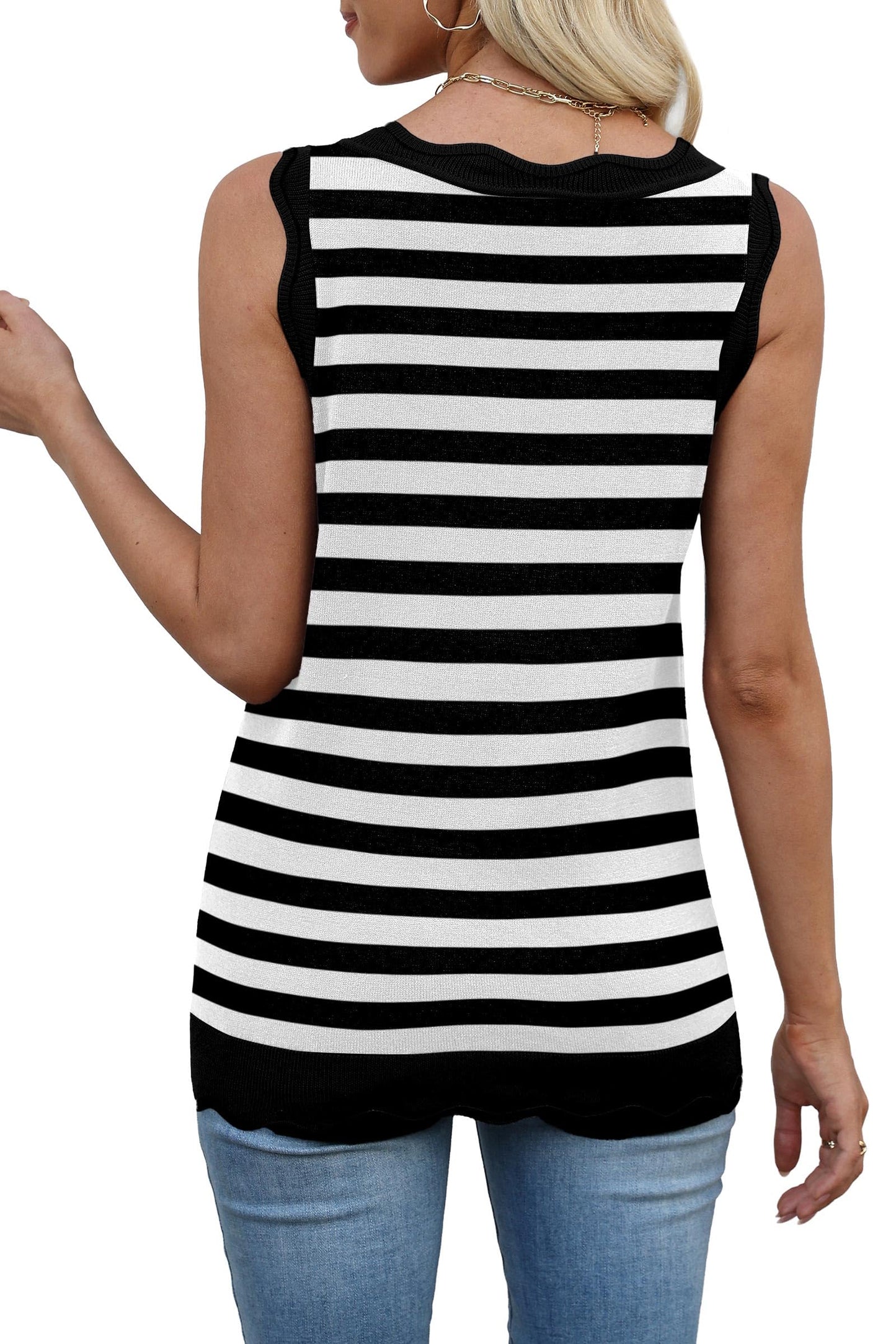 WIHOLL Tank Tops for Women Sleeveless Summer Tops Spring Fashion Lightweight Sweater Vest V Neck Business Casual Outfits