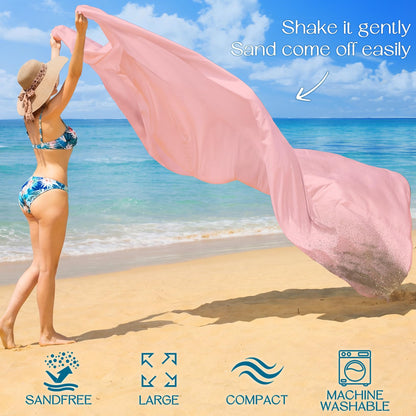 BYDOLL Beach Blanket Waterproof Sandproof Large Sand Free,78''X81''/10'X9' Oversized Sandless Lightweight Blanket Picnic Mat for Beach Travel Camping Hiking with Stakes