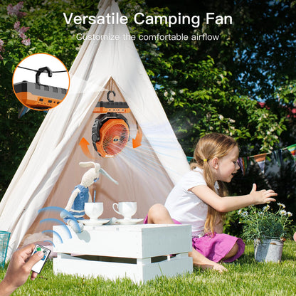 FRIZCOL 3-in-1 Camping Fan - Portable Fans Rechargeable - 24000mAh Battery Powered Fan with Light & Remote for Indoor, Outdoor, Tent, Travel, Fishing, Jobsite, Gifts for Men Dad Him - Green