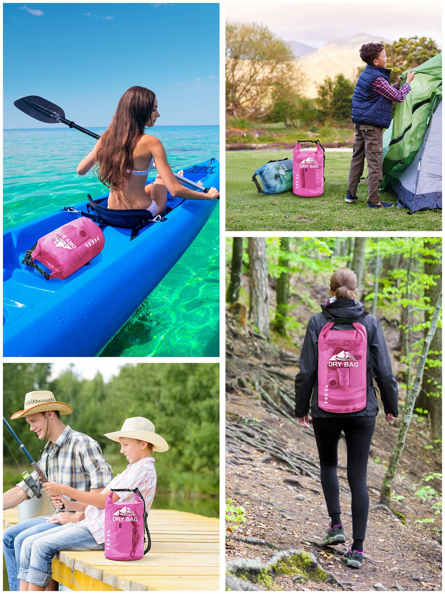 HEETA Dry Bag Waterproof for Women Men, 5L/10L/20L/30L/40L Roll Top Lightweight Dry Storage Bag Backpack with Phone Case for Travel Swimming Boating Kayaking Paddle Board Camping Beach Accessories