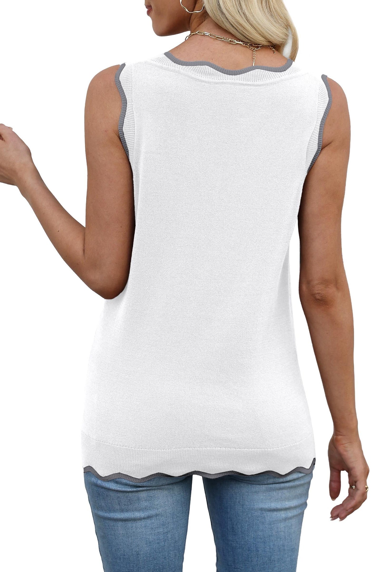 WIHOLL Tank Tops for Women Sleeveless Summer Tops Spring Fashion Lightweight Sweater Vest V Neck Business Casual Outfits