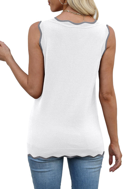 WIHOLL Tank Tops for Women Sleeveless Summer Tops Spring Fashion Lightweight Sweater Vest V Neck Business Casual Outfits