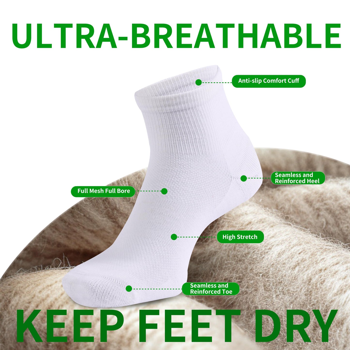90% Merino Wool Socks for Men and Women,Casual Breathable Soft,3 Pairs