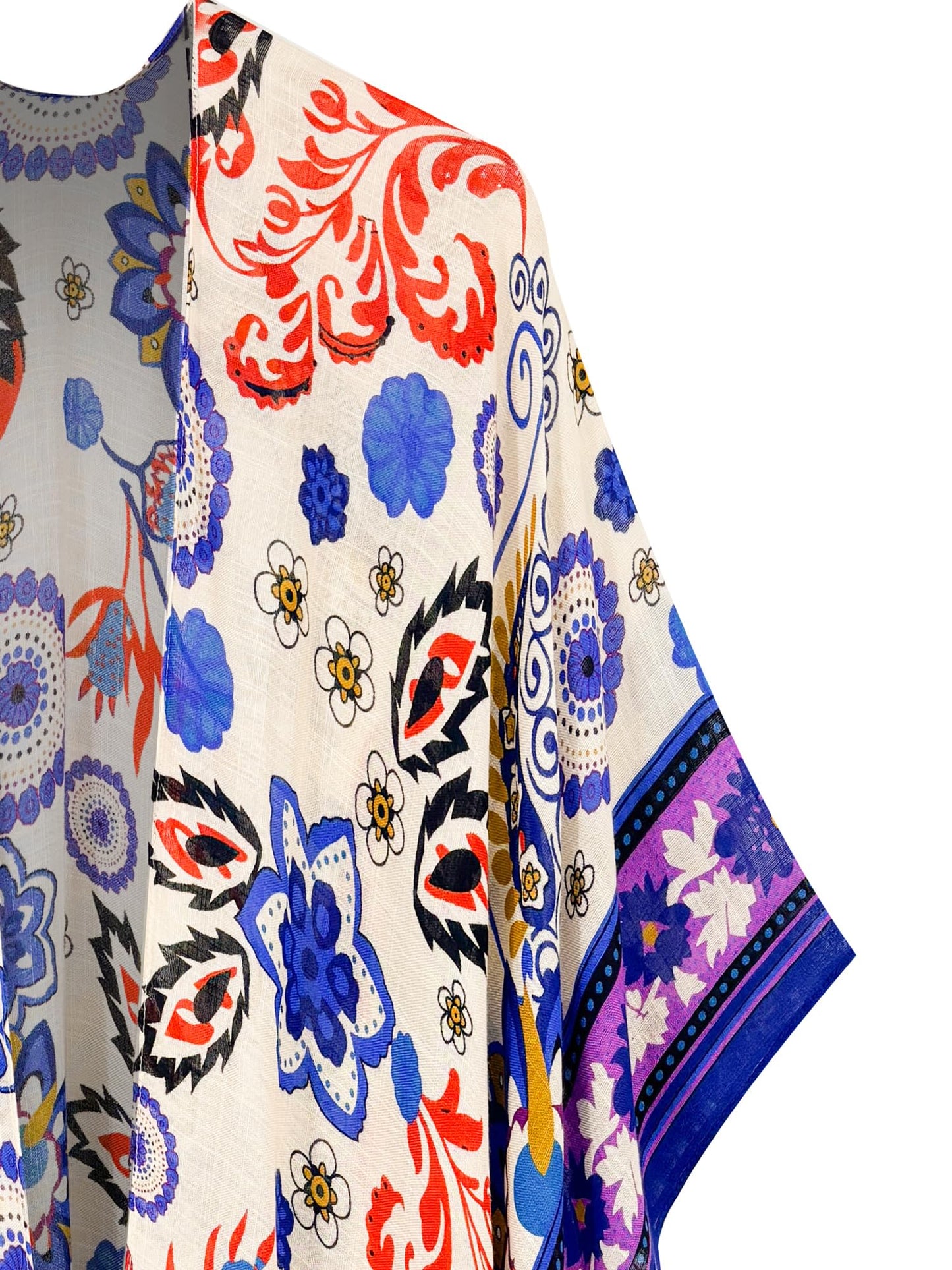 Breezy Lane Women's Kimono Cardigan Summer Swimsuit Coverups Beach Cover Up with Floral Print for Vacation