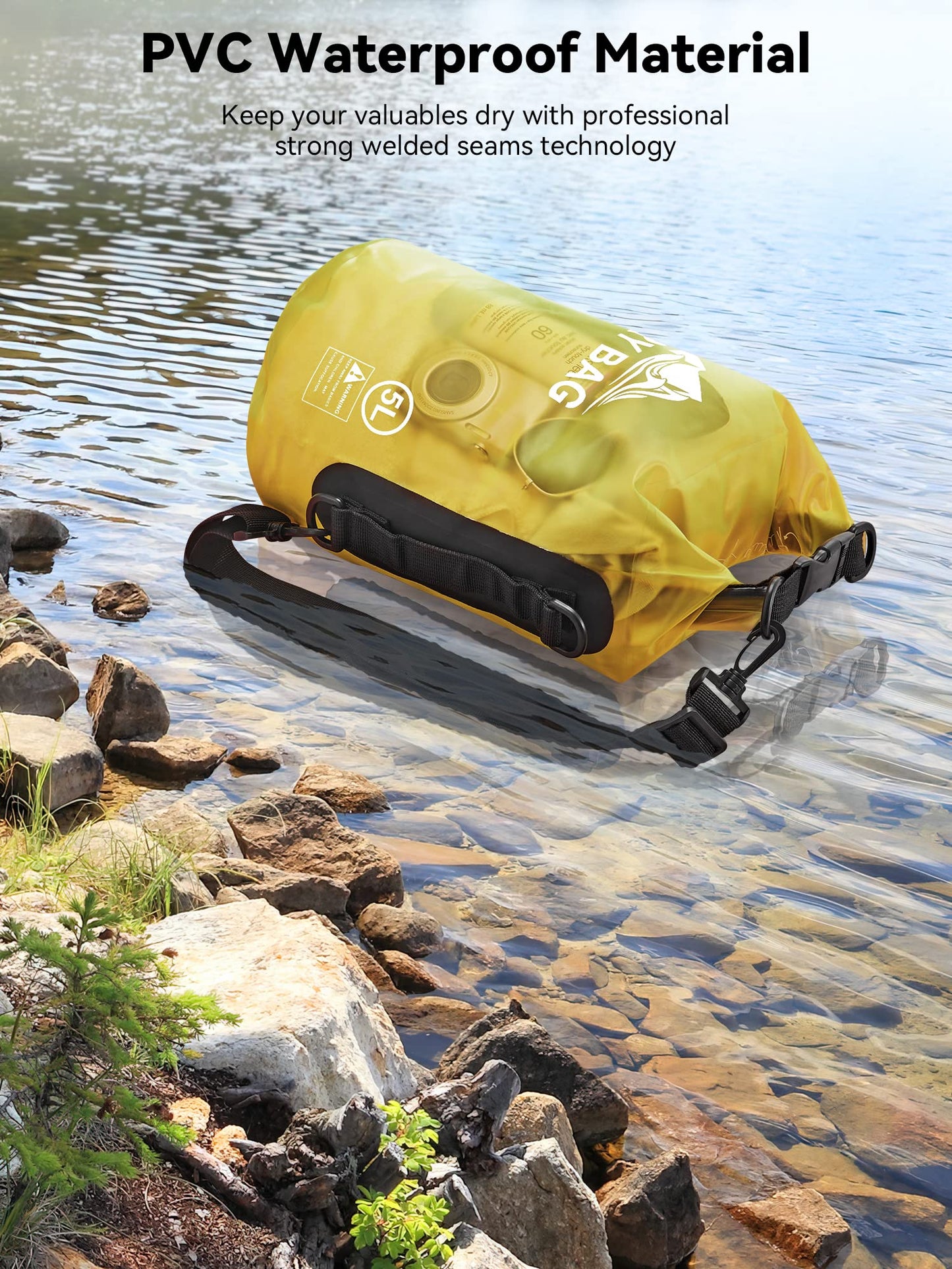 HEETA Dry Bag Waterproof for Women Men, 5L/10L/20L/30L/40L Roll Top Lightweight Dry Storage Bag Backpack with Phone Case for Travel Swimming Boating Kayaking Paddle Board Camping Beach Accessories