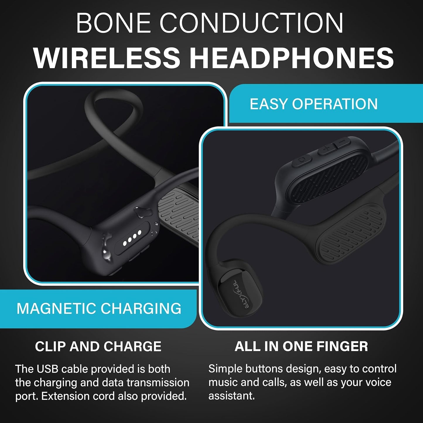 Bone Conduction Swimming Headphones, IP68 Waterproof Bluetooth & 64GB MP3 Player, Open-Ear Water Headphones for Swimming with Mic, Secure Fit, Great for Running, Cycling, and Workouts