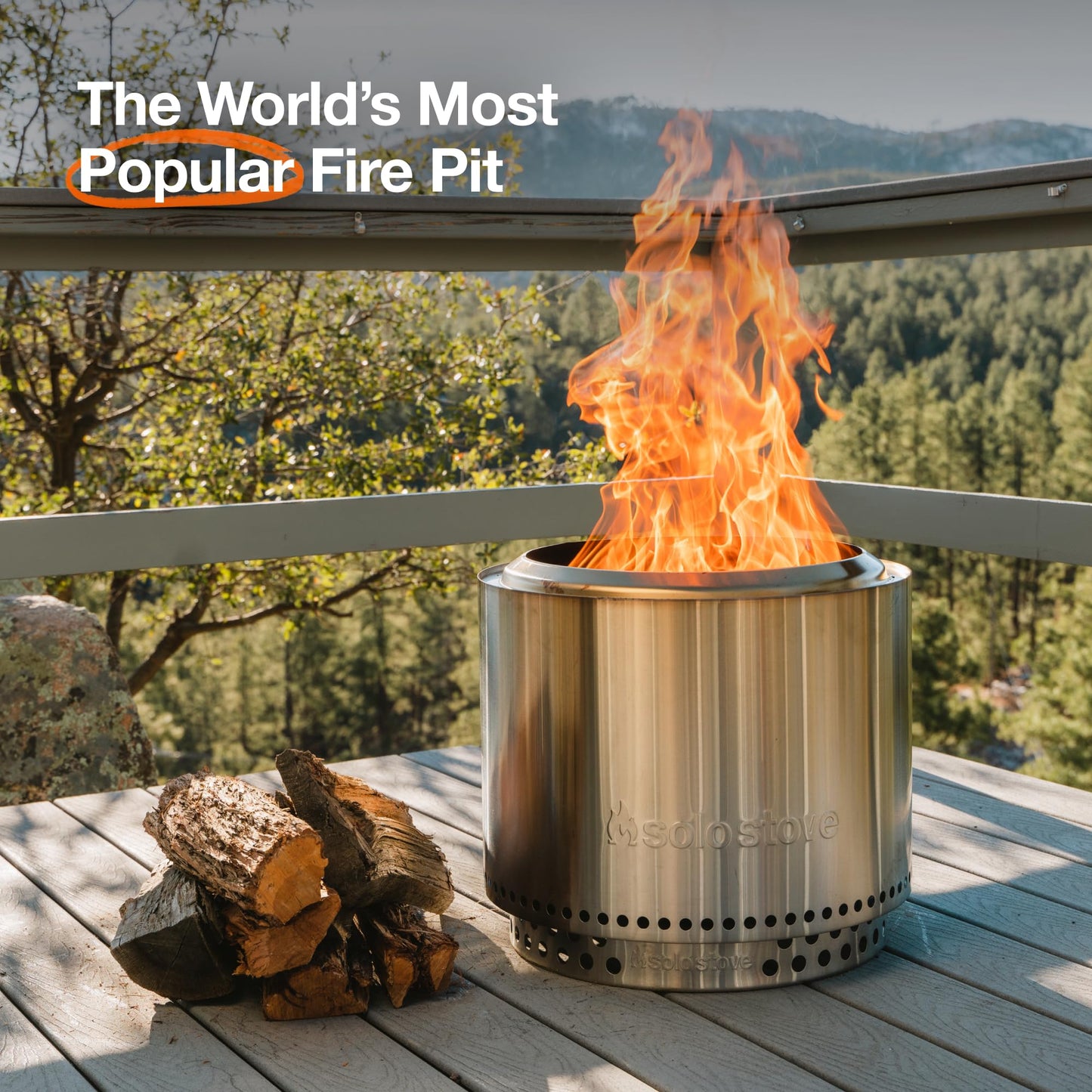Solo Stove Bonfire with Stand | 19.5" Smokeless Fire Pit, Removable Ash Pan | Portable Stainless Steel Wood Burning Outdoor Fireplace, Ideal for 4–6 People, 21.75 lbs