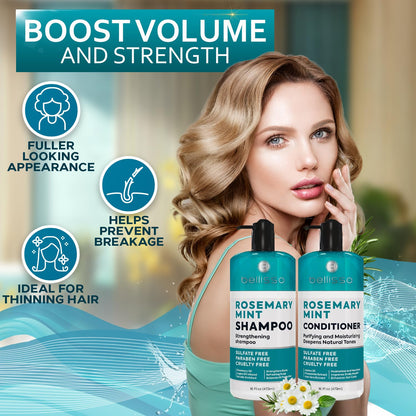 Biotin Shampoo and Conditioner Set - Sulfate and Paraben Free Treatment for Men and Women - Hair Thickening Volumizing Products to Help Boost Thinning Hair with Added Keratin
