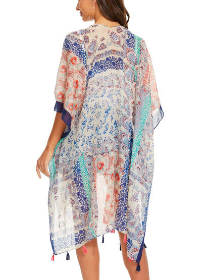 Breezy Lane Women's Kimono Cardigan Summer Swimsuit Coverups Beach Cover Up with Floral Print for Vacation