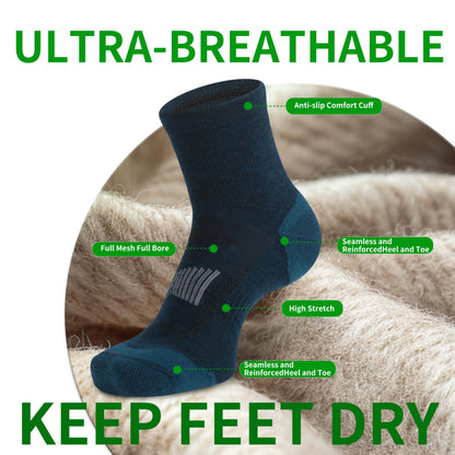 90% Merino Wool Socks for Men and Women,Casual Breathable Soft,3 Pairs