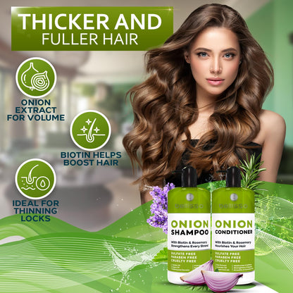 Biotin Shampoo and Conditioner Set - Sulfate and Paraben Free Treatment for Men and Women - Hair Thickening Volumizing Products to Help Boost Thinning Hair with Added Keratin