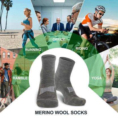 90% Merino Wool Socks for Men and Women,Casual Breathable Soft,3 Pairs
