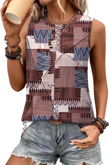 WIHOLL Women's Sleeveless Summer Crewneck Loose Fit Tank Tops