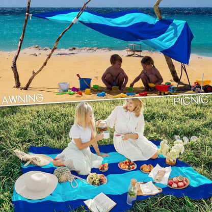 BYDOLL Beach Blanket Waterproof Sandproof Large Sand Free,78''X81''/10'X9' Oversized Sandless Lightweight Blanket Picnic Mat for Beach Travel Camping Hiking with Stakes