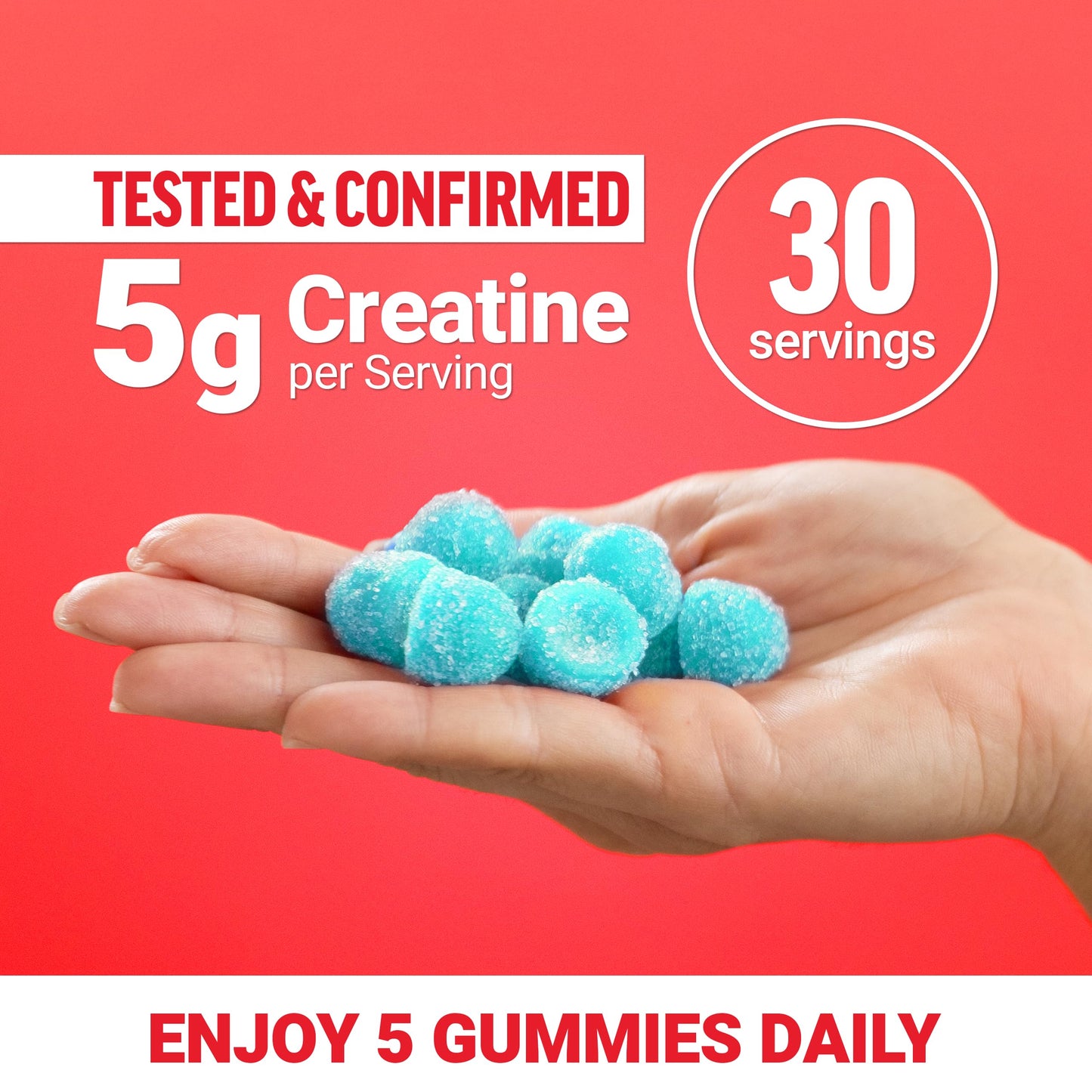 Force Factor Creatine Monohydrate Gummies, 5g Dose for Men & Women to Support Muscle, Strength, Recovery, Cognitive Health & Memory, Blue Raspberry, 150 Gummies