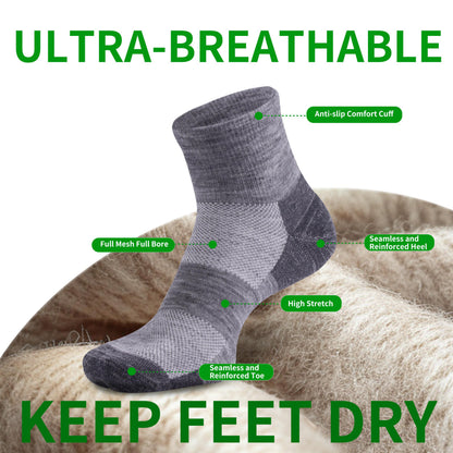 90% Merino Wool Socks for Men and Women,Casual Breathable Soft,3 Pairs