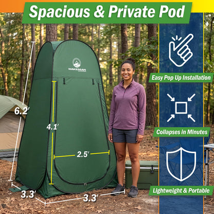 Wakeman Pop Up Changing Tent, 3.3 x 3.3 x 6.2ft, Camping Shower Tent for Portable Toilet Stall or Dressing Room with Carry Bag for Camping, Beach, or Tailgate, Polyester