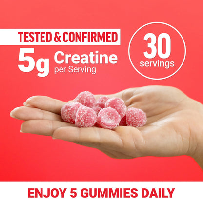Force Factor Creatine Monohydrate Gummies, 5g Dose for Men & Women to Support Muscle, Strength, Recovery, Cognitive Health & Memory, Blue Raspberry, 150 Gummies