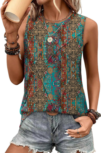 WIHOLL Women's Sleeveless Summer Crewneck Loose Fit Tank Tops