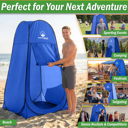 Wakeman Pop Up Changing Tent, 3.3 x 3.3 x 6.2ft, Camping Shower Tent for Portable Toilet Stall or Dressing Room with Carry Bag for Camping, Beach, or Tailgate, Polyester