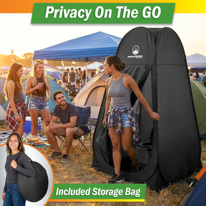 Wakeman Pop Up Changing Tent, 3.3 x 3.3 x 6.2ft, Camping Shower Tent for Portable Toilet Stall or Dressing Room with Carry Bag for Camping, Beach, or Tailgate, Polyester
