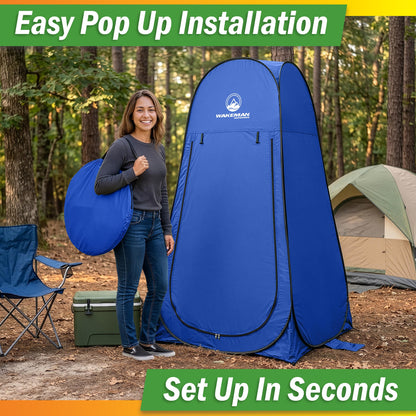 Wakeman Pop Up Changing Tent, 3.3 x 3.3 x 6.2ft, Camping Shower Tent for Portable Toilet Stall or Dressing Room with Carry Bag for Camping, Beach, or Tailgate, Polyester