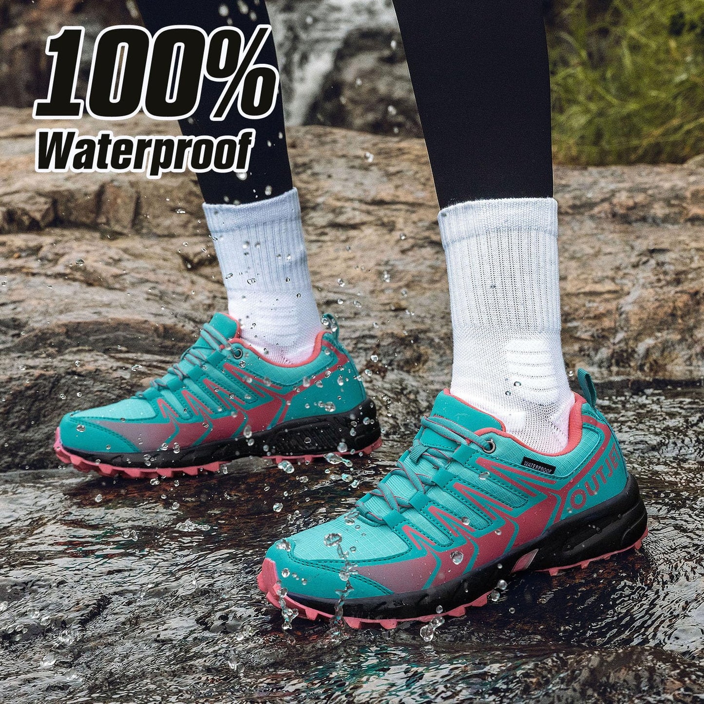 Women's Waterproof Hiking Shoes Lightweight Non-Slip Trails Walking Shoes Outdoor Sneakers