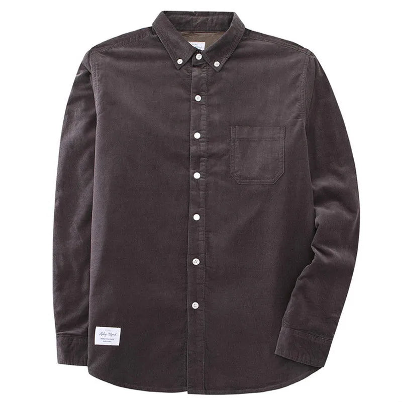 Quality Men's Cotton Corduroy Warm Winter Shirt Thick Fleece Lining Thermal Shirt Long Sleeve Bottoming Shirt Mens Winter Shirts