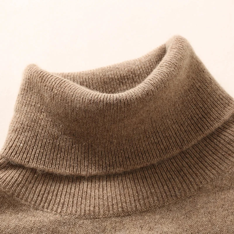 Autumn Winter 100% Cashmere Pullover Turtleneck Solid Sweater Casual Women Shirt Long Sleeve Loose Knitted Jumper 17Colors