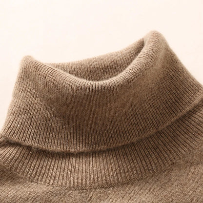 Autumn Winter 100% Cashmere Pullover Turtleneck Solid Sweater Casual Women Shirt Long Sleeve Loose Knitted Jumper 17Colors