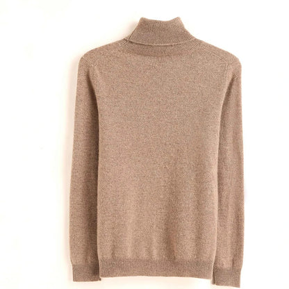 Autumn Winter 100% Cashmere Pullover Turtleneck Solid Sweater Casual Women Shirt Long Sleeve Loose Knitted Jumper 17Colors