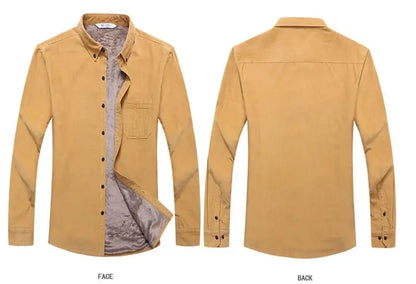 Quality Men's Cotton Corduroy Warm Winter Shirt Thick Fleece Lining Thermal Shirt Long Sleeve Bottoming Shirt Mens Winter Shirts